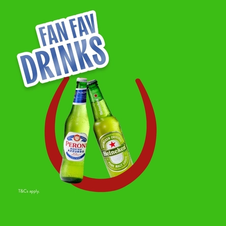 A banner promoting Fan Fav Drinks at Hungry Horse venues.