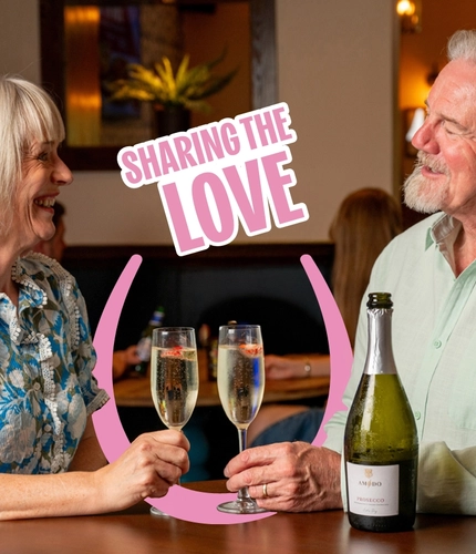 A banner promoting Valentine's Day at Hungry Horse venues.