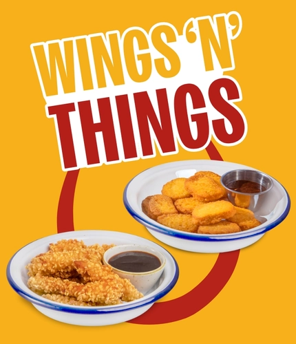 A banner promoting the Wings N Things campaign at Hungry Horse venues.