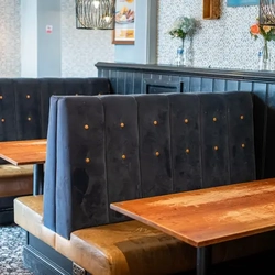 Interior seating area of a Hungry Horse pub.
